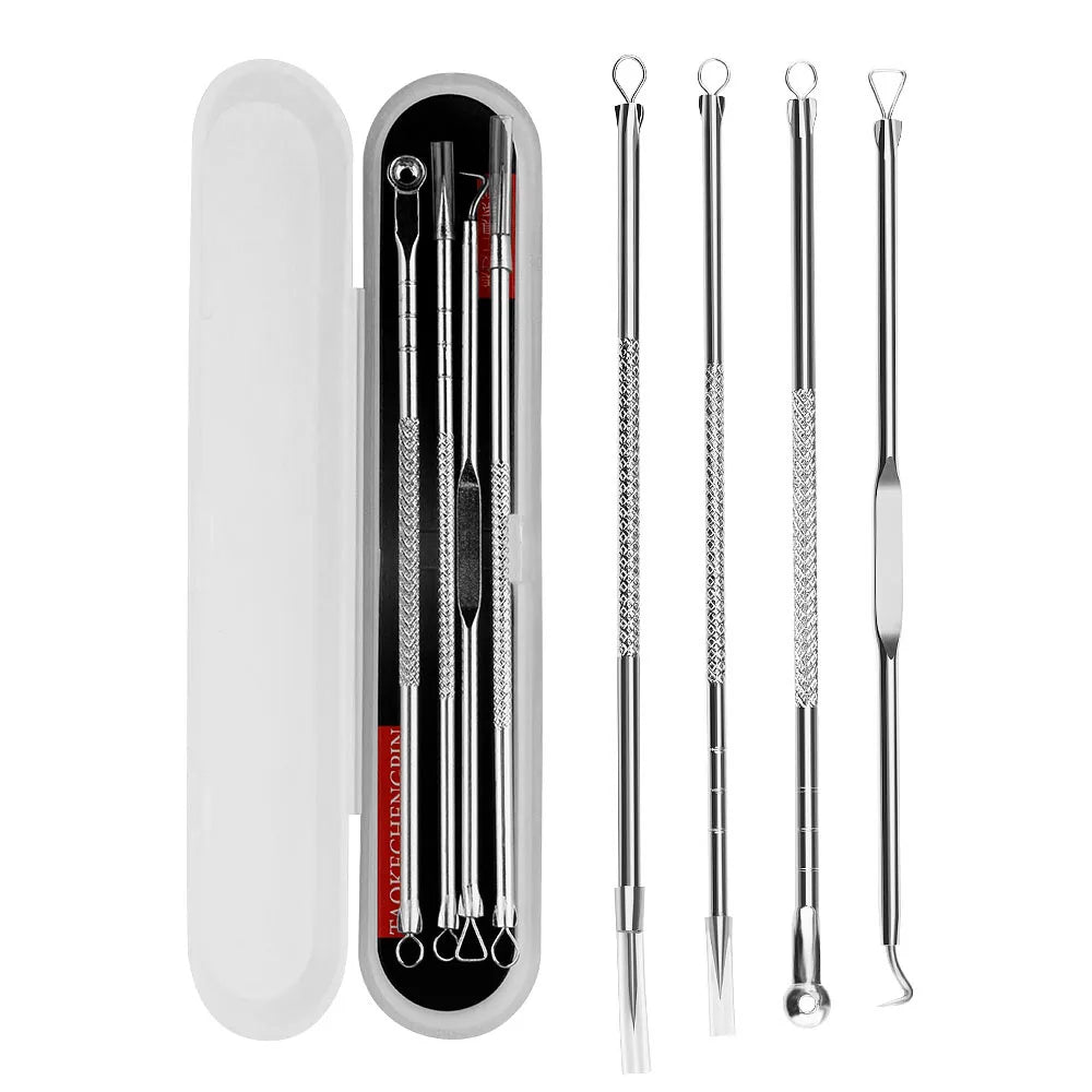 Acne Blackhead Pimple Remover Tool 4pcs/Set Double-ended Stainless Steel