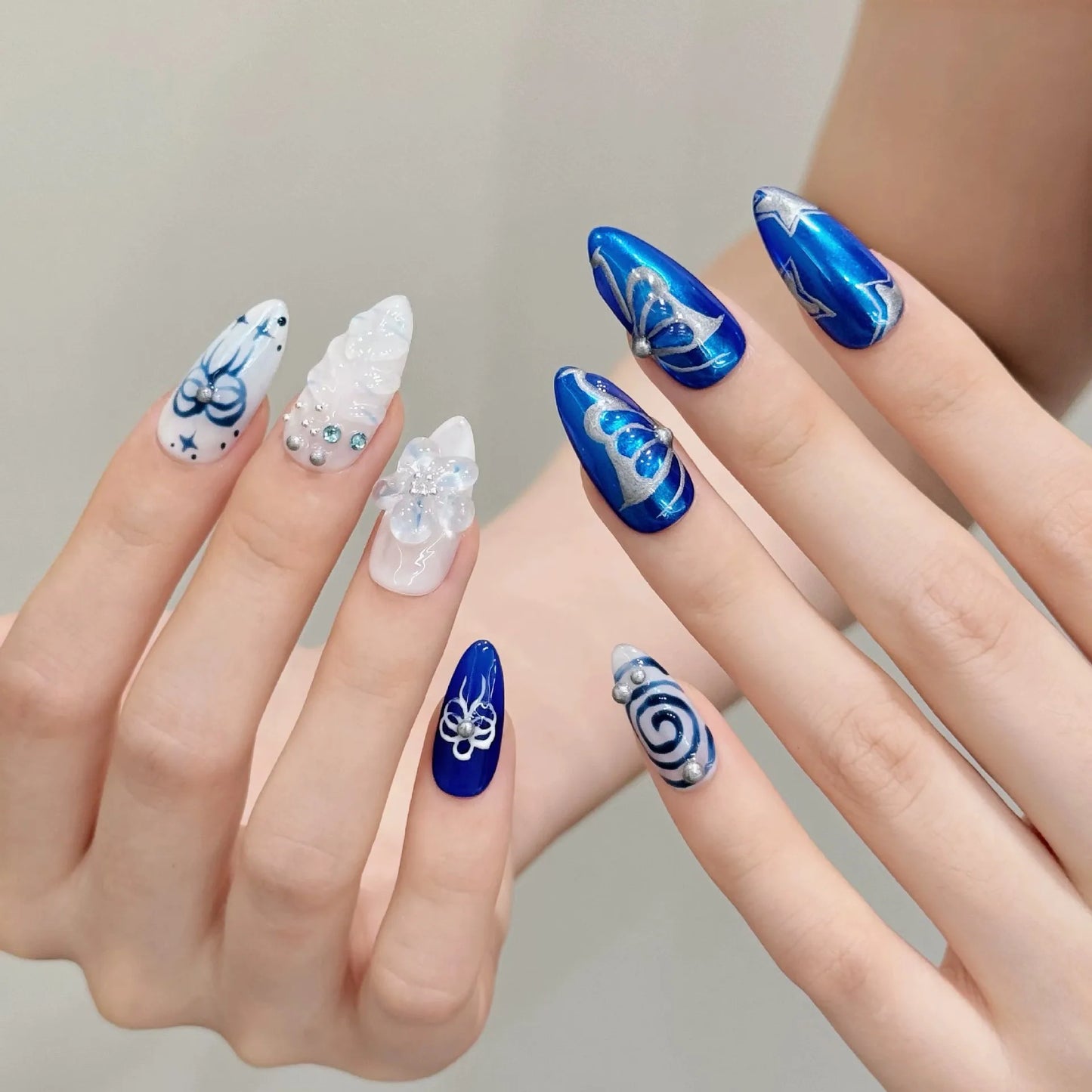 10 Pc Handmade Press on Nails Almond (#30)