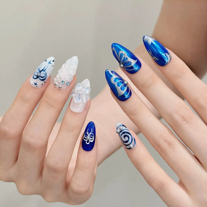 10 Pc Handmade Press on Nails Almond (#30)