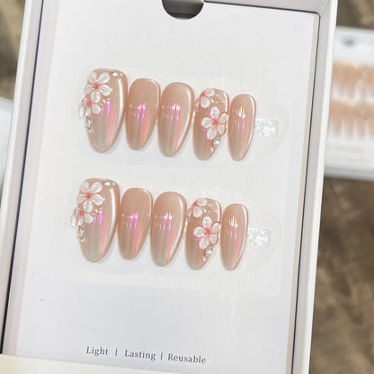 10pcs Handmade Press on Nails Short Round (#22)