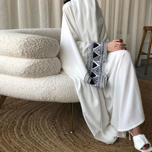 Embroidery Kimono Open Abaya Robe Dress