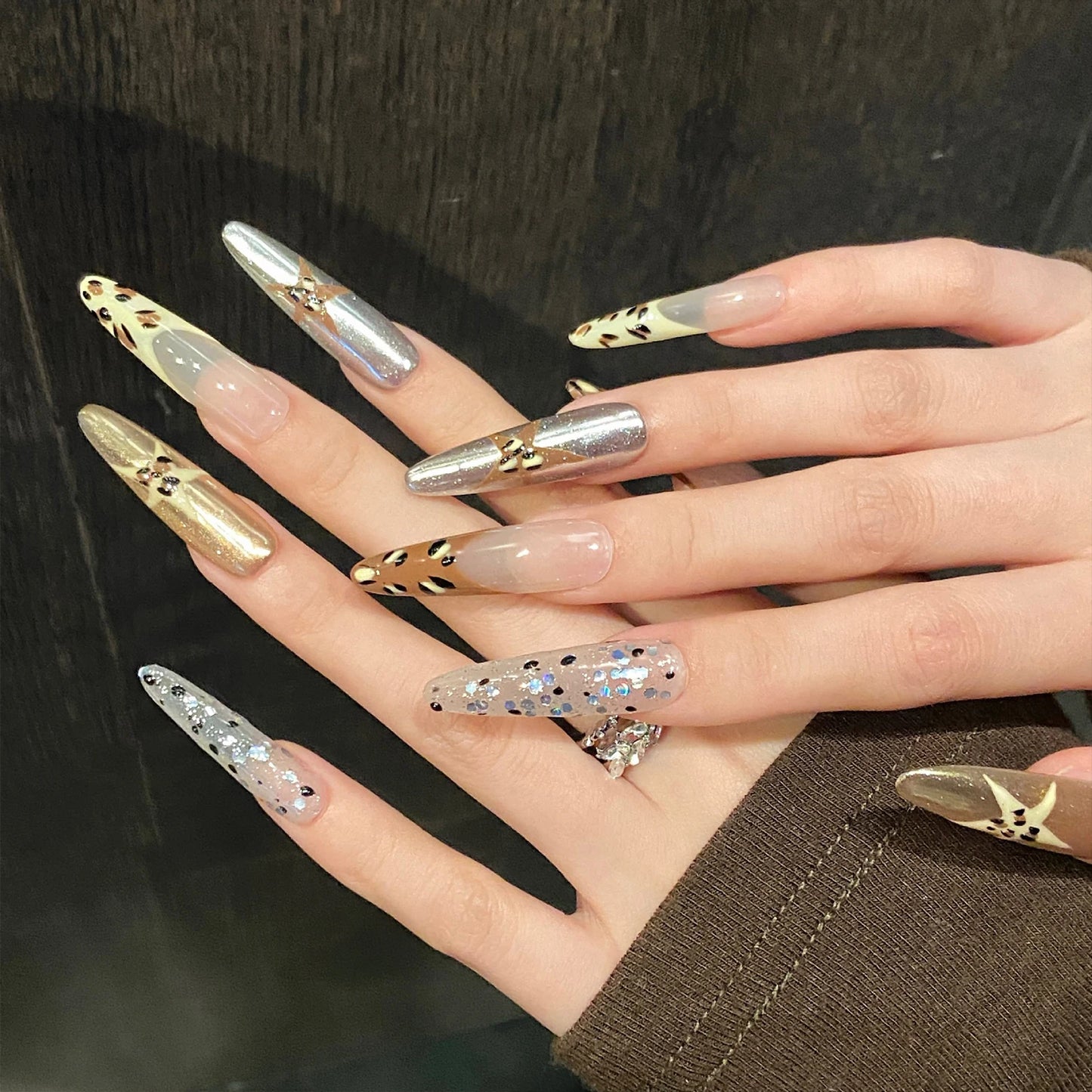 10pcs Handmade Press on Nails Long (#28)