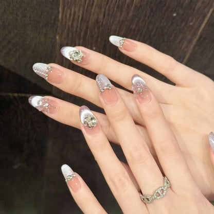 10pcs Handmade Press on Nails oval (#9)