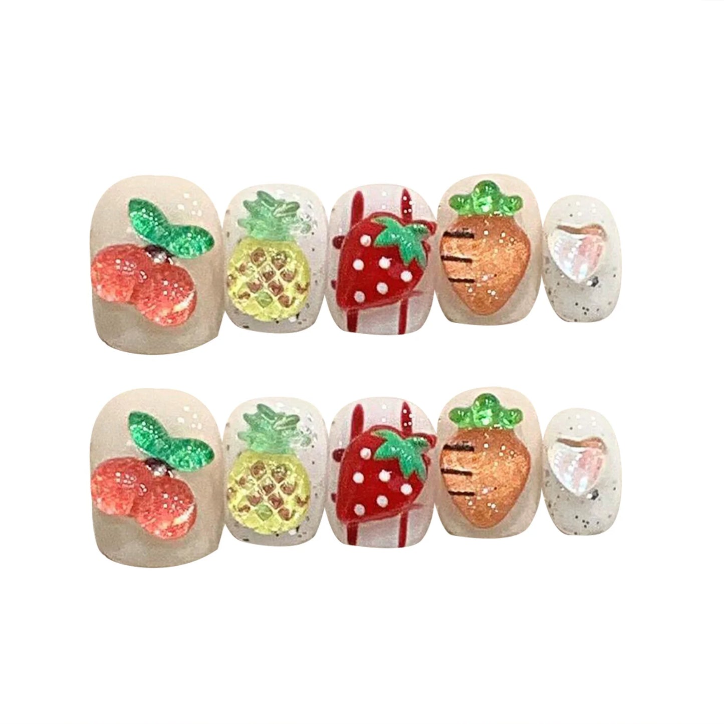 10 PC Handmade Press on Nails Summer Fruit (#12)