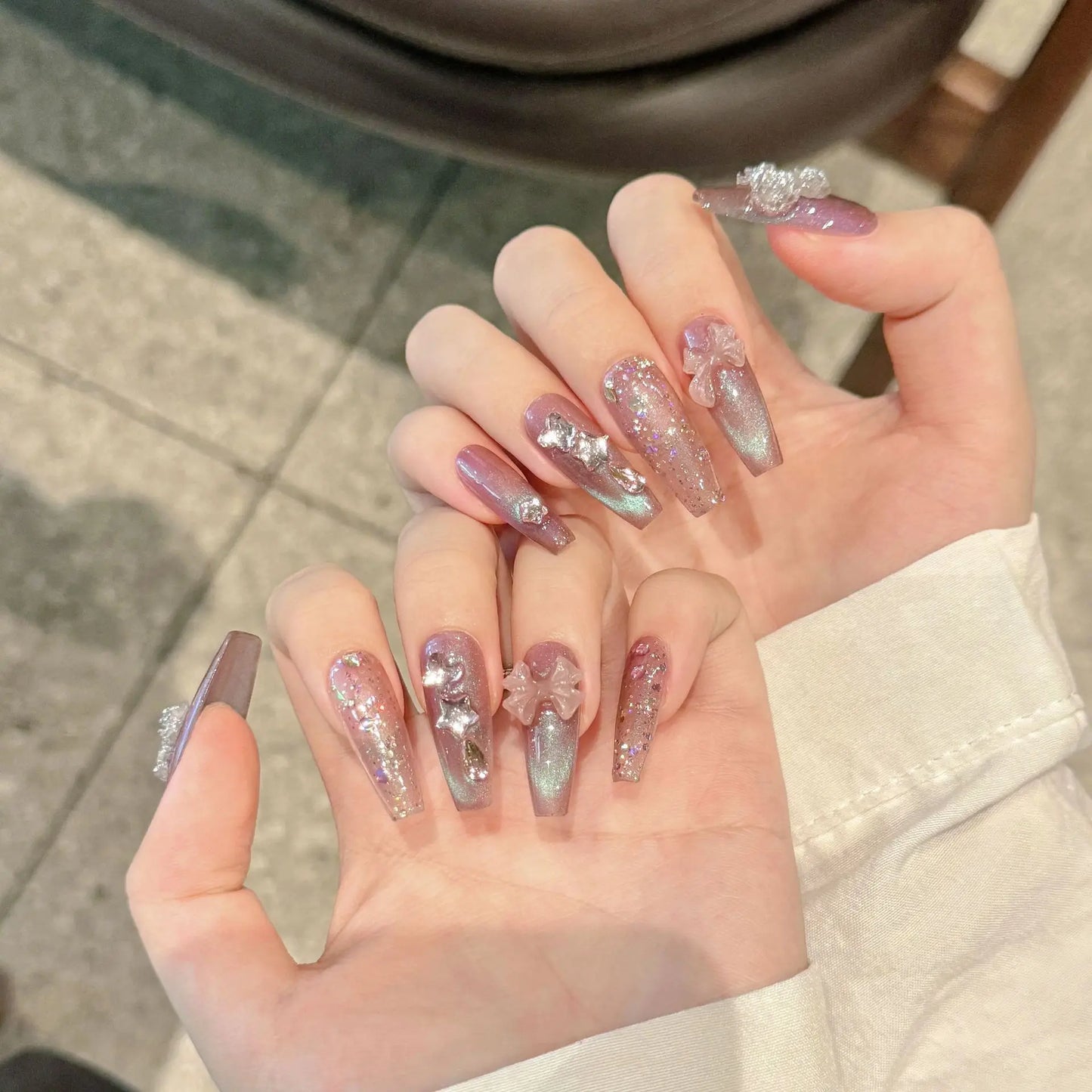 10pc Handmade Press on Nails Purple Full Cover (#27)