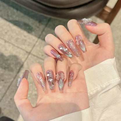 10pc Handmade Press on Nails Purple Full Cover (#27)