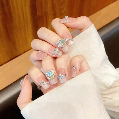 10 PC Handmade Press on Nails Pink short/long (#19)