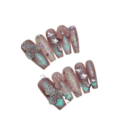 10pc Handmade Press on Nails Purple Full Cover (#27)