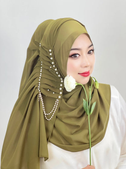 Muslim Beaded Tassel Hijab  Easy to Wear Head Wrap Scarf