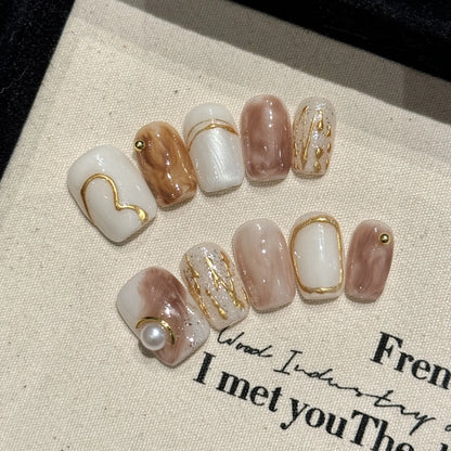 10 PC Handmade Press on Nails Short (#33)