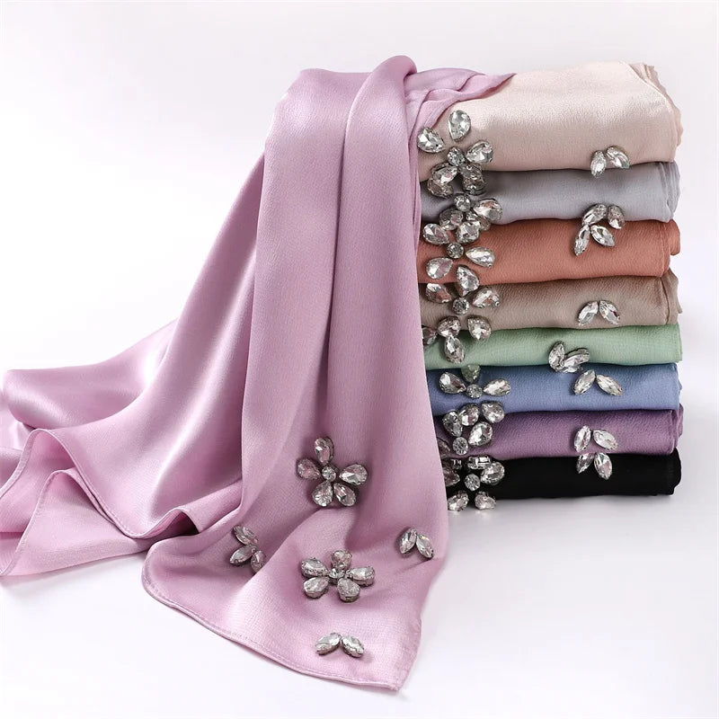 Stitch Diamond Floral Bubble Chiffon Hijab