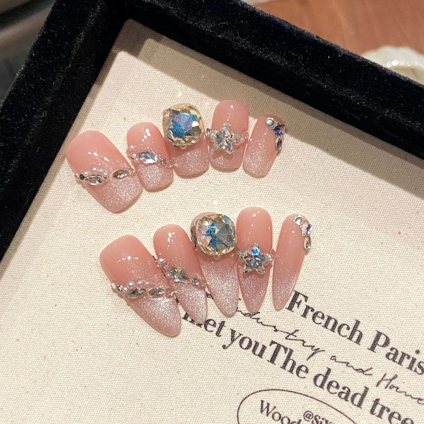 10 PC Handmade Press on Nails Pink short/long (#19)