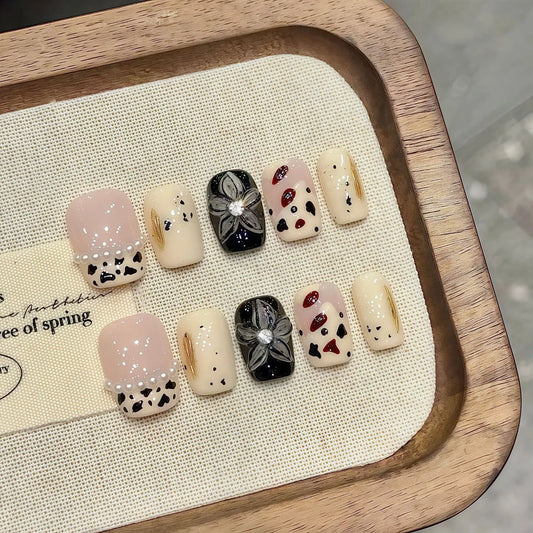 10 PC Handmade Press on Nails Short square False Nails (#2)