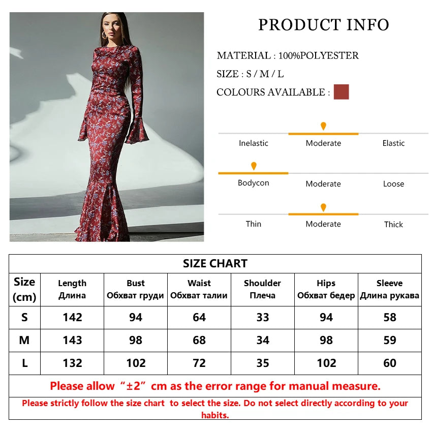 Slim Print Women's Dress Bodycon O-Neck Long Sleeve