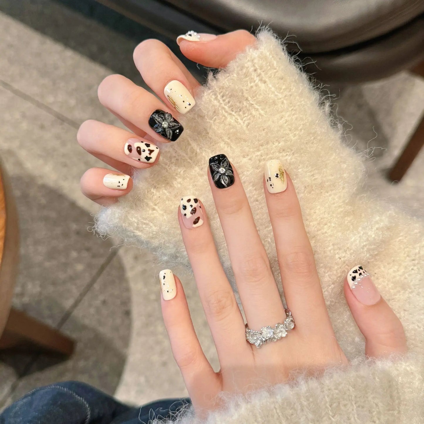 10 PC Handmade Press on Nails Short square False Nails (#2)