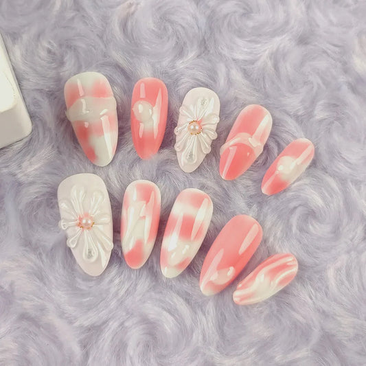10pcs Handmade Press on Nails  Almond Shaped (#10)