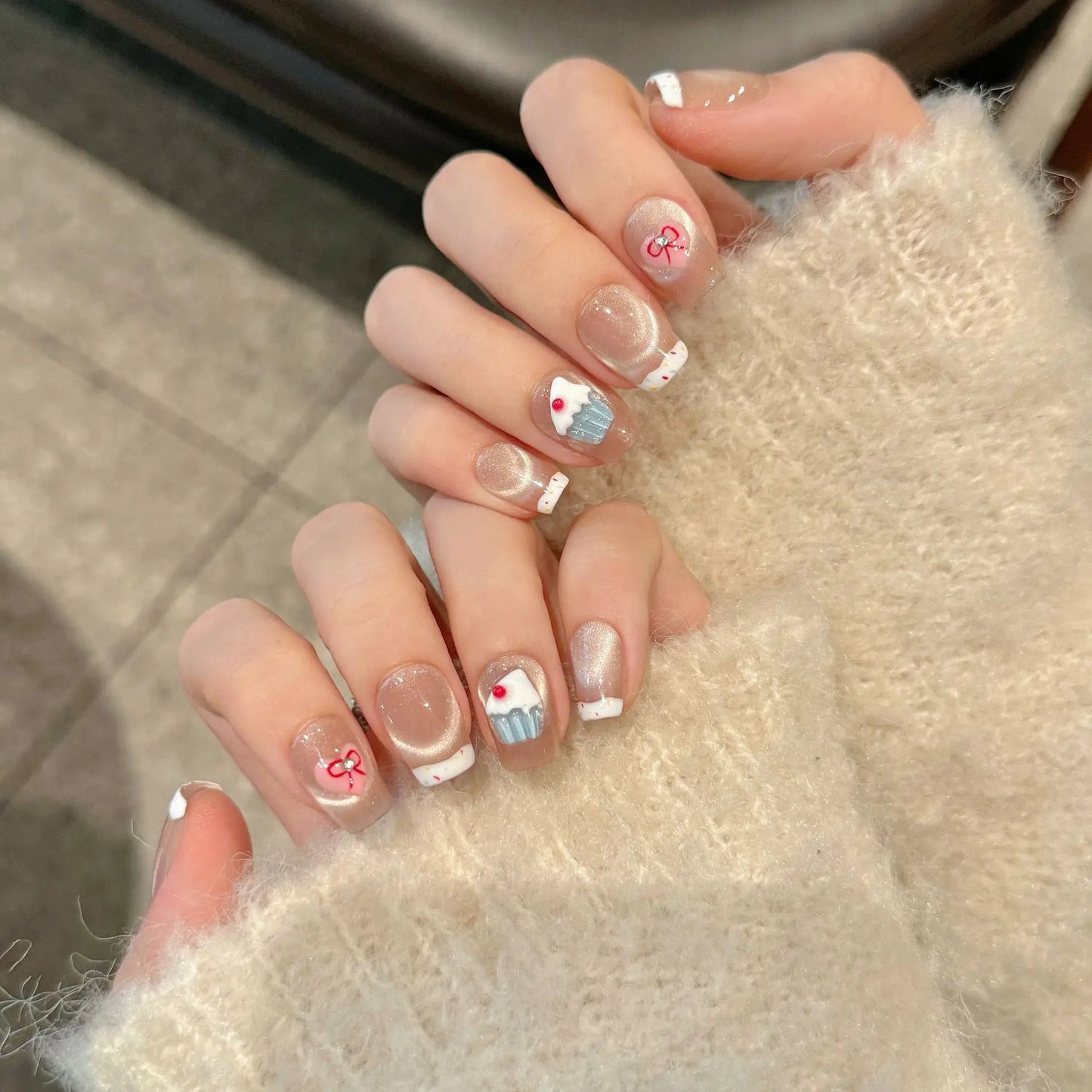 10 PC Handmade Press on Nails Short square False Nails (#2)