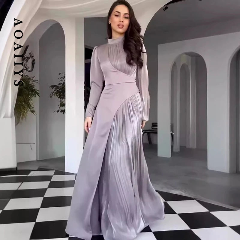 Maxi Dress for Women Fashion Elegant Vintage Slim Abaya