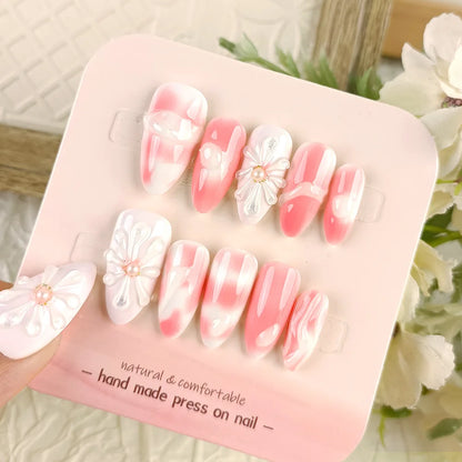 10pcs Handmade Press on Nails  Almond Shaped (#10)