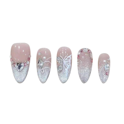 10 pc Handmade Press on Nails French Pink (#29)