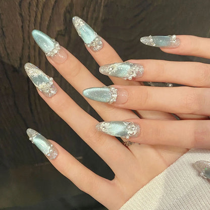 10pcs Handmade Press on Nails oval (#9)