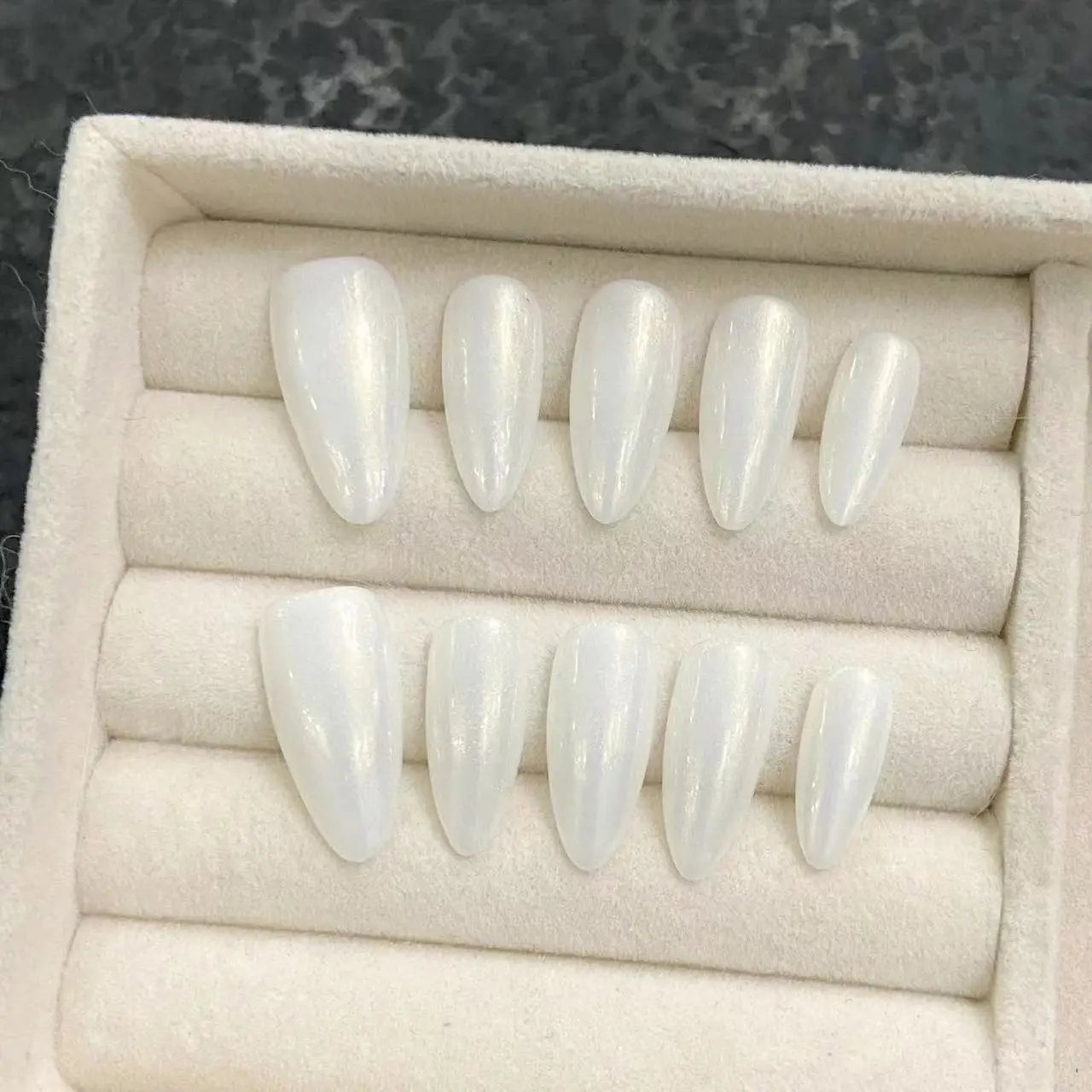 10 PC Handmade Press on Nails Nude Orange White Color Almond False Nails (#4)
