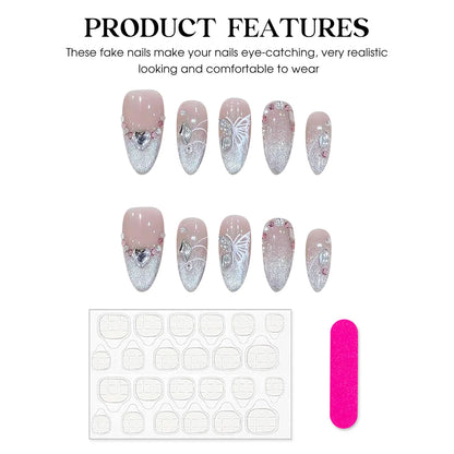 10 pc Handmade Press on Nails French Pink (#29)