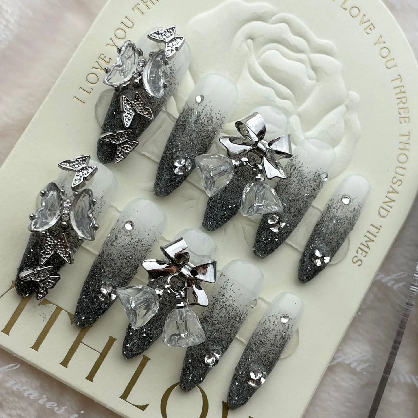 10 PC Handmade Press on Nail  Long Pointed (#13)