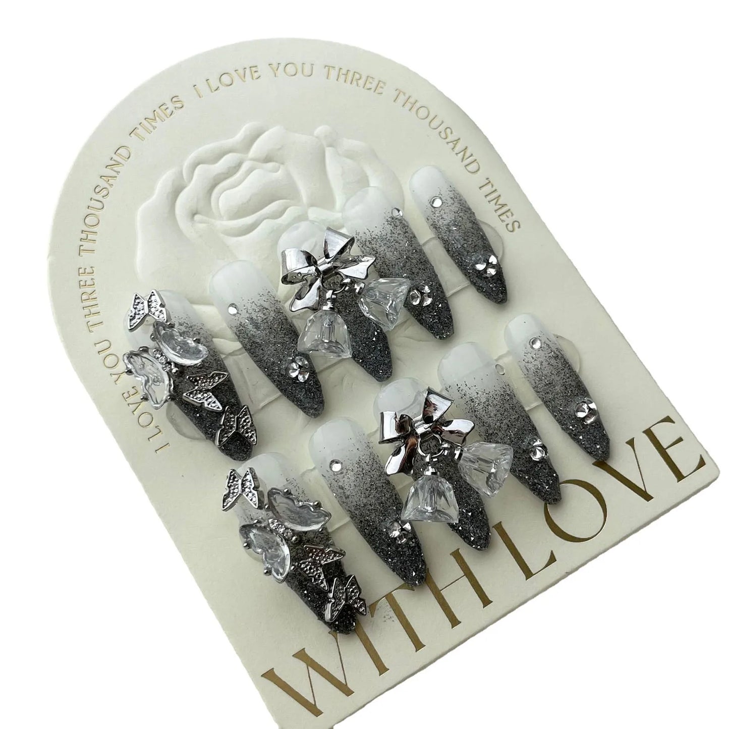 10 PC Handmade Press on Nail  Long Pointed (#13)