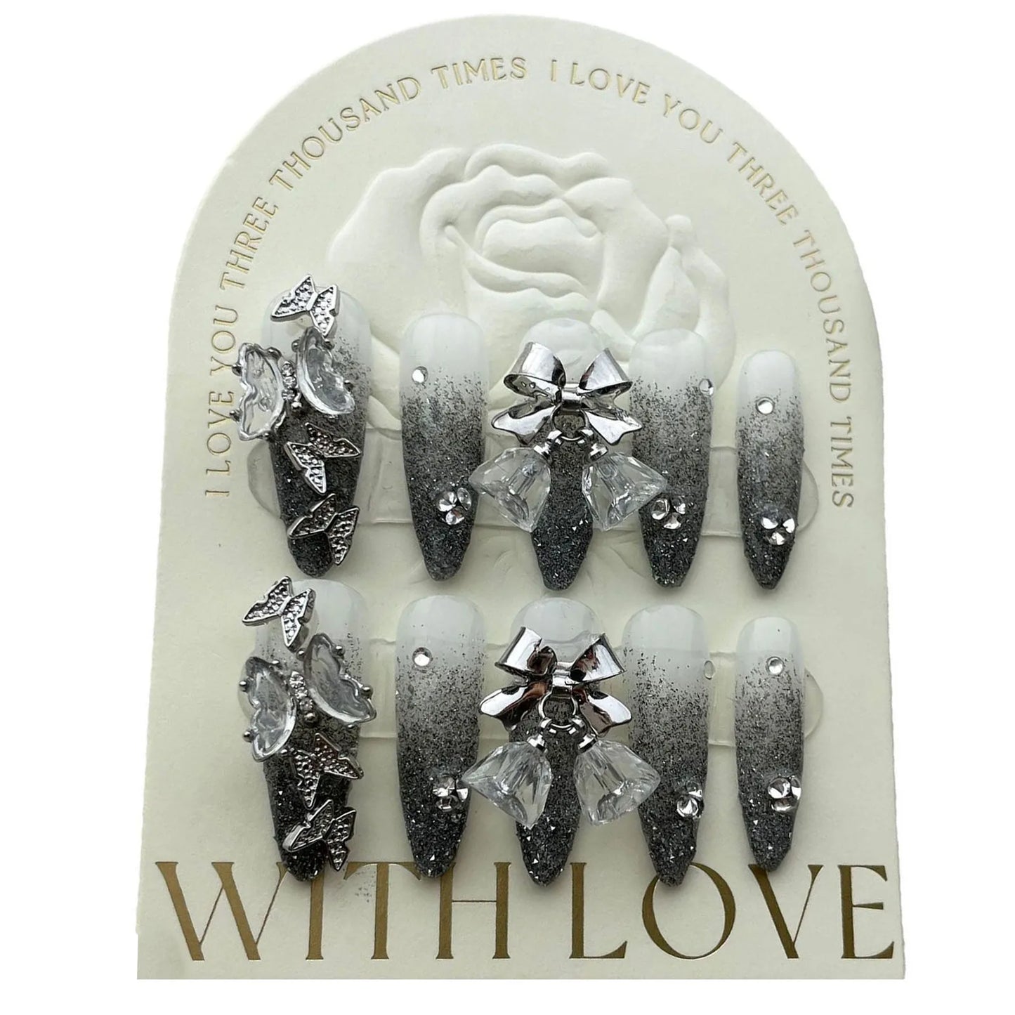 10 PC Handmade Press on Nail  Long Pointed (#13)