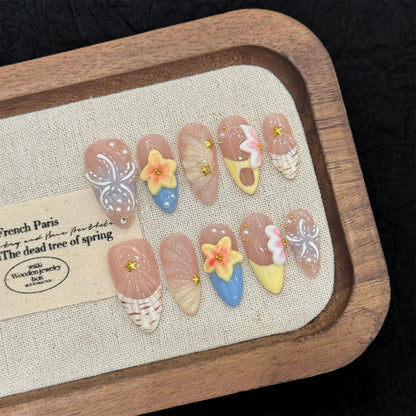 10 Pc Handmade Press on Nails Almond (#30)