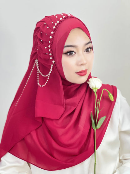 Muslim Beaded Tassel Hijab  Easy to Wear Head Wrap Scarf