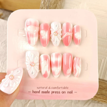10pcs Handmade Press on Nails  Almond Shaped (#10)