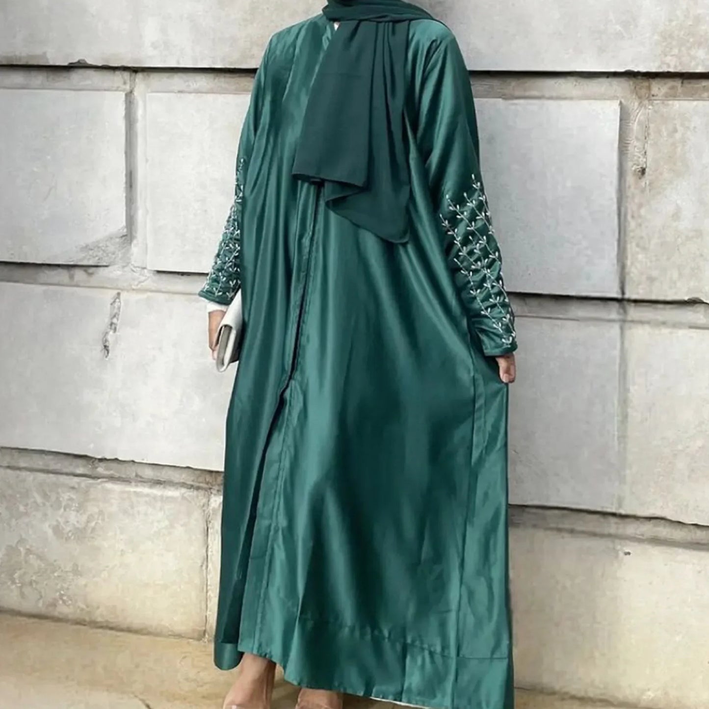 Handmade Beaded Dress Gown Muslim Cardigans Outwear Turkish Tunic