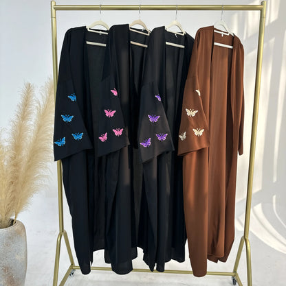 Front Open Abaya Butterfly Embroidery Clothing