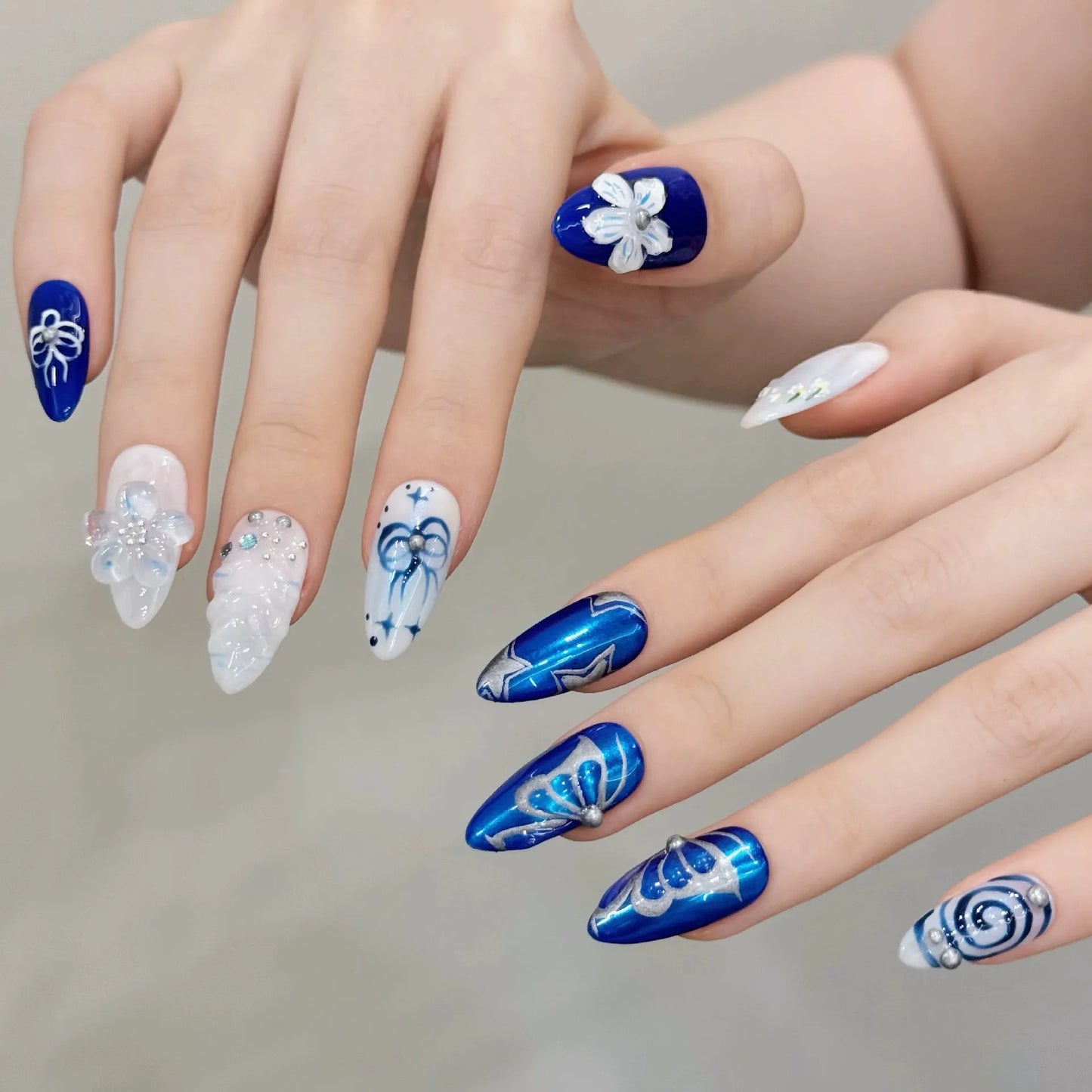 10 Pc Handmade Press on Nails Almond (#30)