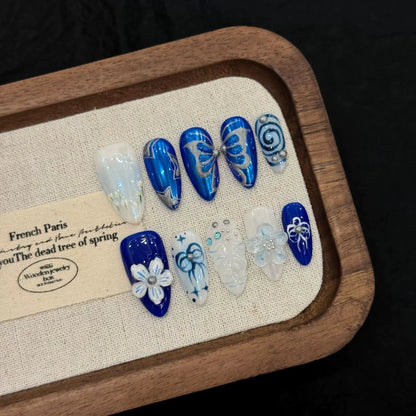 10 Pc Handmade Press on Nails Almond (#30)